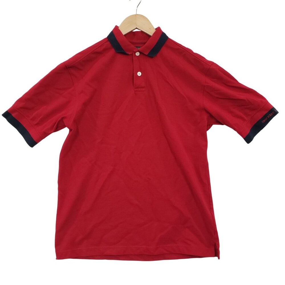 Dockers Mens Red Golf Polo Shirt Short Sleeve Size M Preppy Golf Casual Basic‎